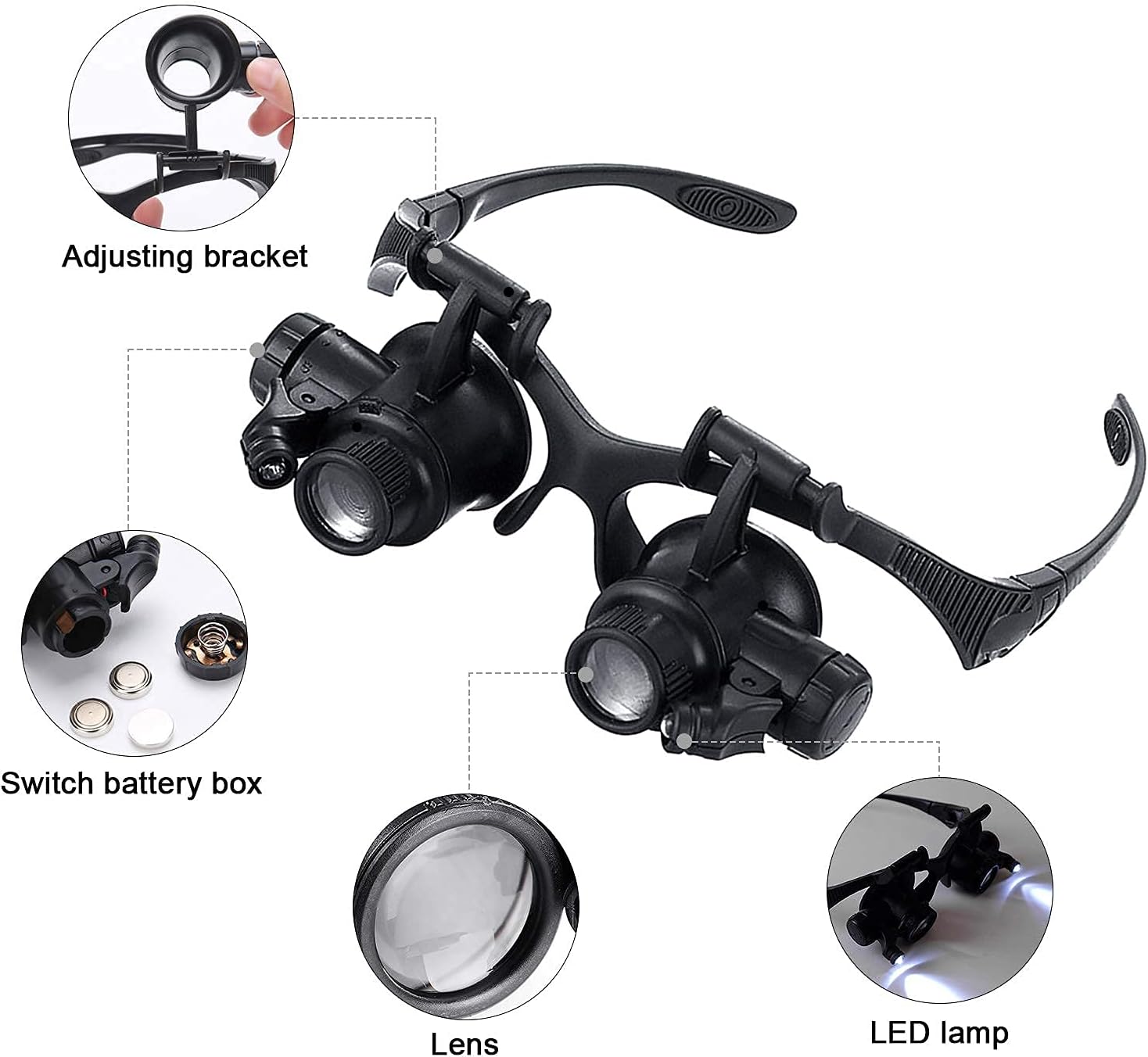 Pembesar terpasang di kepala d - Electronics Repair Glasses ulasan dan harga