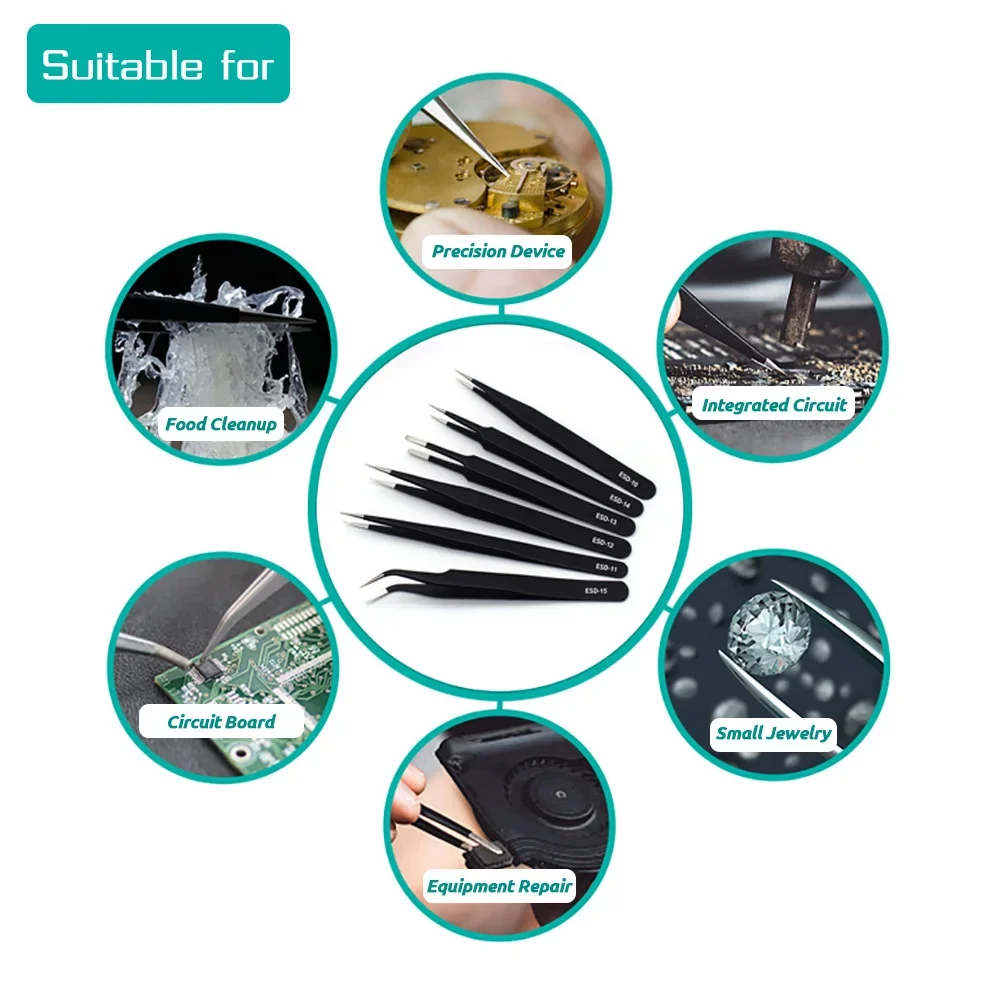 6 Buah Set Pinset Presisi ESD  - Electronics Repair Tool Kit ulasan dan harga
